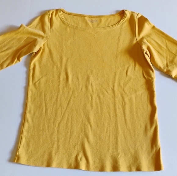 Eileen Fisher Tops - Eileen Fisher XS | Mustard Yellow Cotton | Stretch 3/4 Sleeve Top